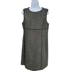 Michael Michael Kors Brown‎ Vintage Leather Trim Tweed Sheath Dress Size 10